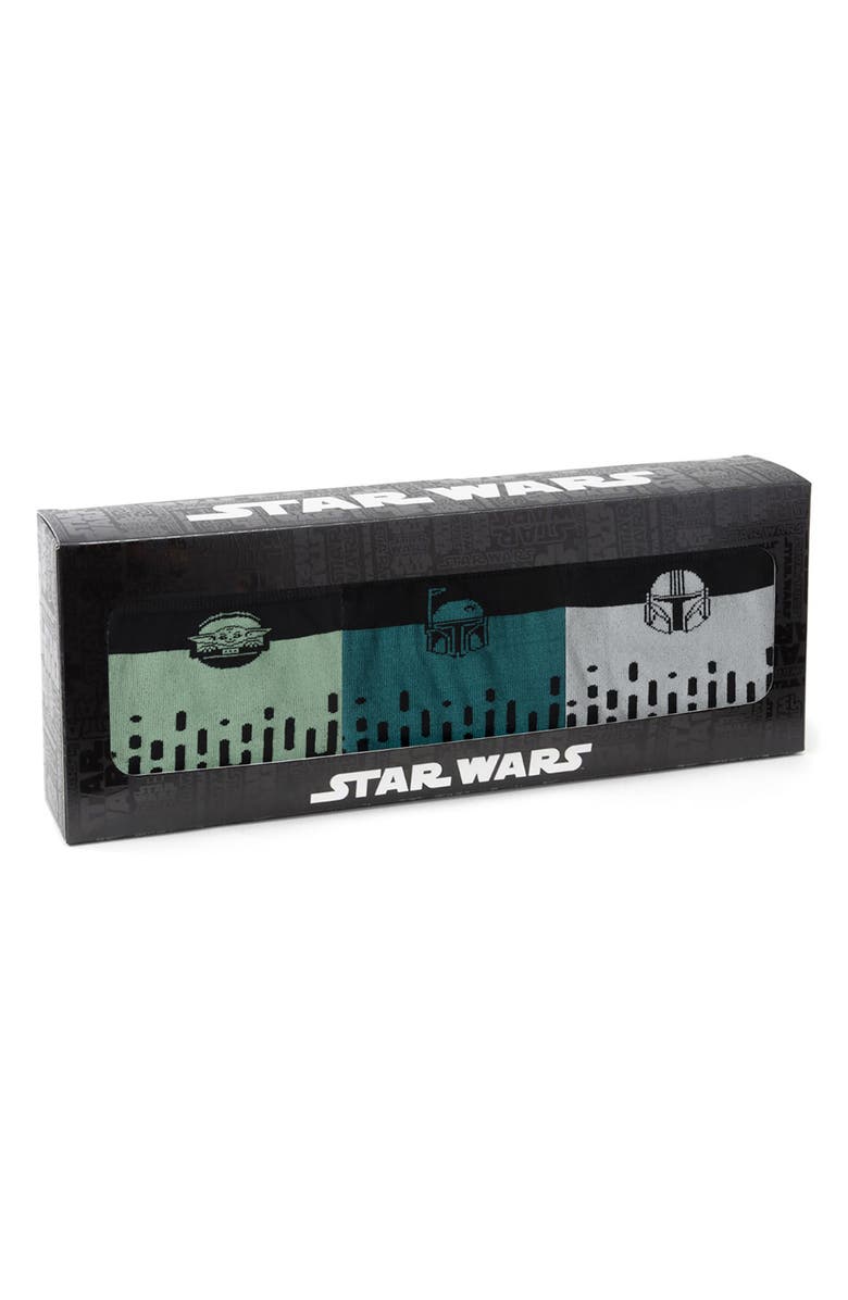 Cufflinks, Inc. x Disney Mandalorian Assorted 3-Pack Cotton Blend Dress Socks & Lapel Pin Gift Box Set, Alternate, color, Black
