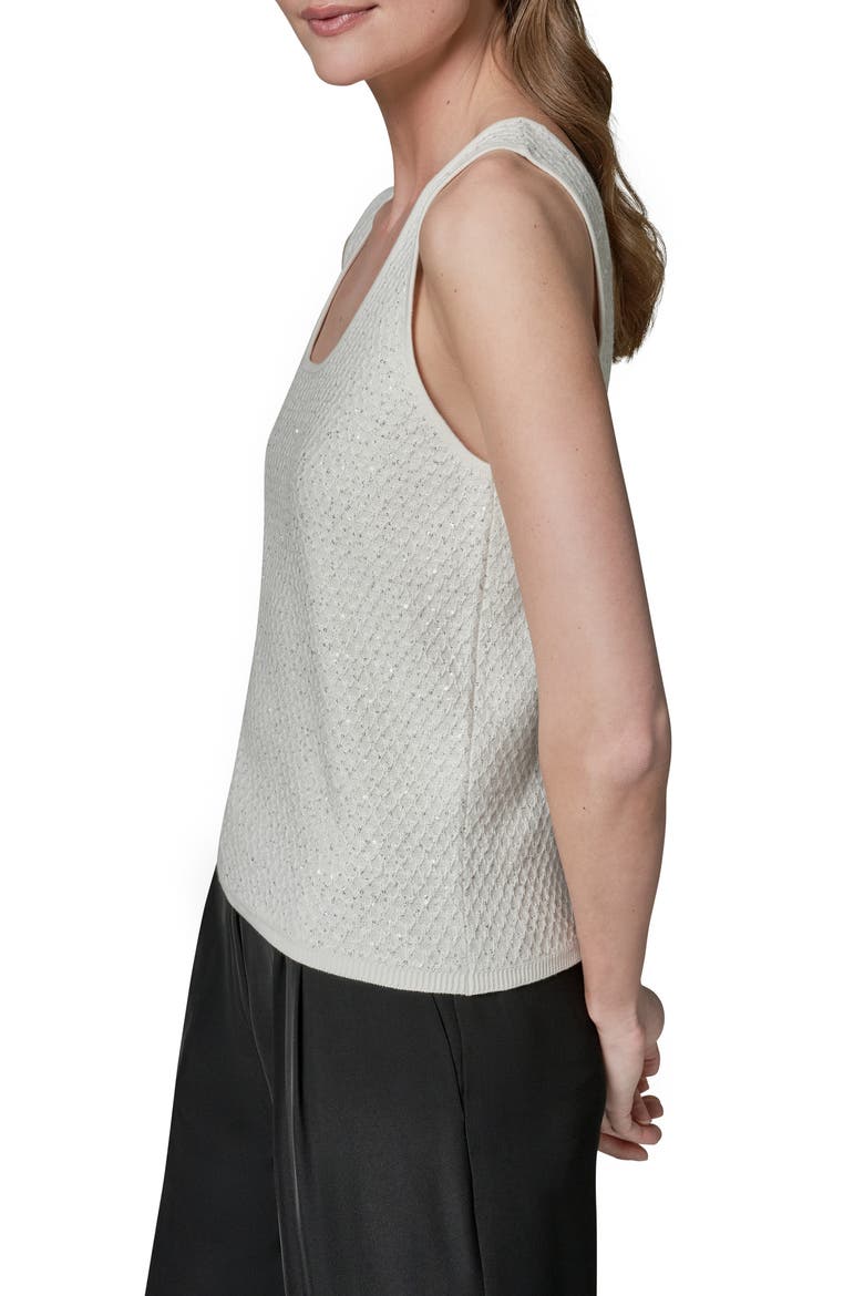 Novelty Sequin Scoop Neck Cotton Blend Camisole, Alternate, color, CREAM