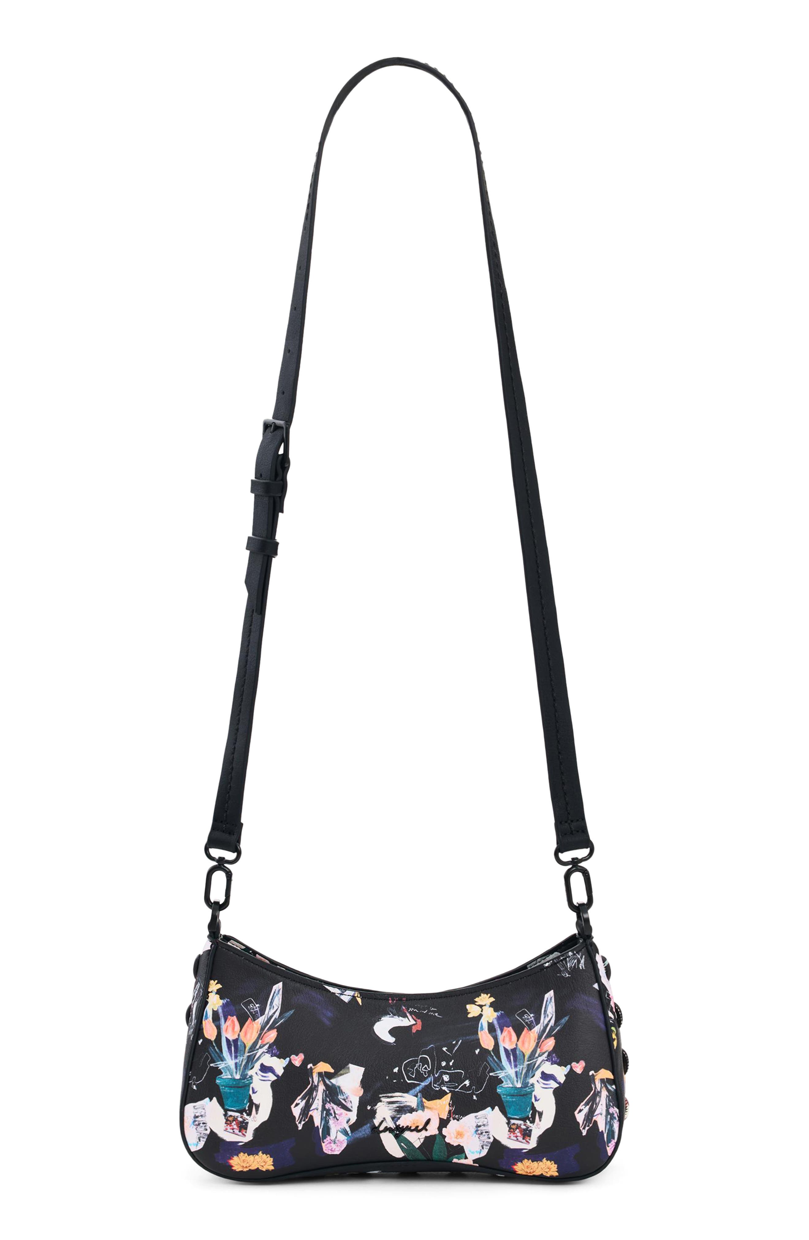 Desigual Faux Leather Crossbody Bag, Alternate, color, Black