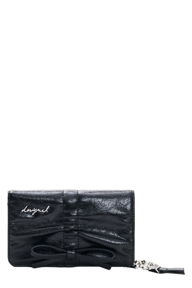 Medium Faux Leather Bifold Wallet, Main, color, BLACK
