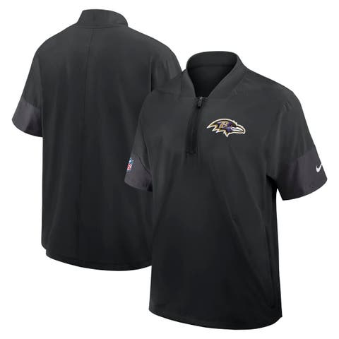 Men's Nike Black Baltimore Ravens Sideline Short Sleeve Quarter-Zip Performance Coach Jacket