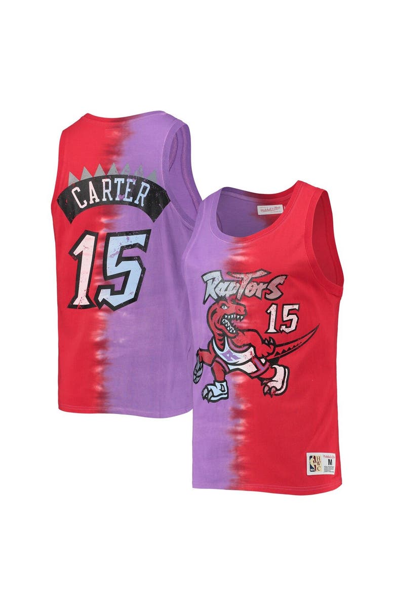 Mitchell & Ness Men's Mitchell & Ness Vince Carter Purple/Red Toronto Raptors Hardwood Classics Tie-Dye Name & Number Tank Top, Main, color, 