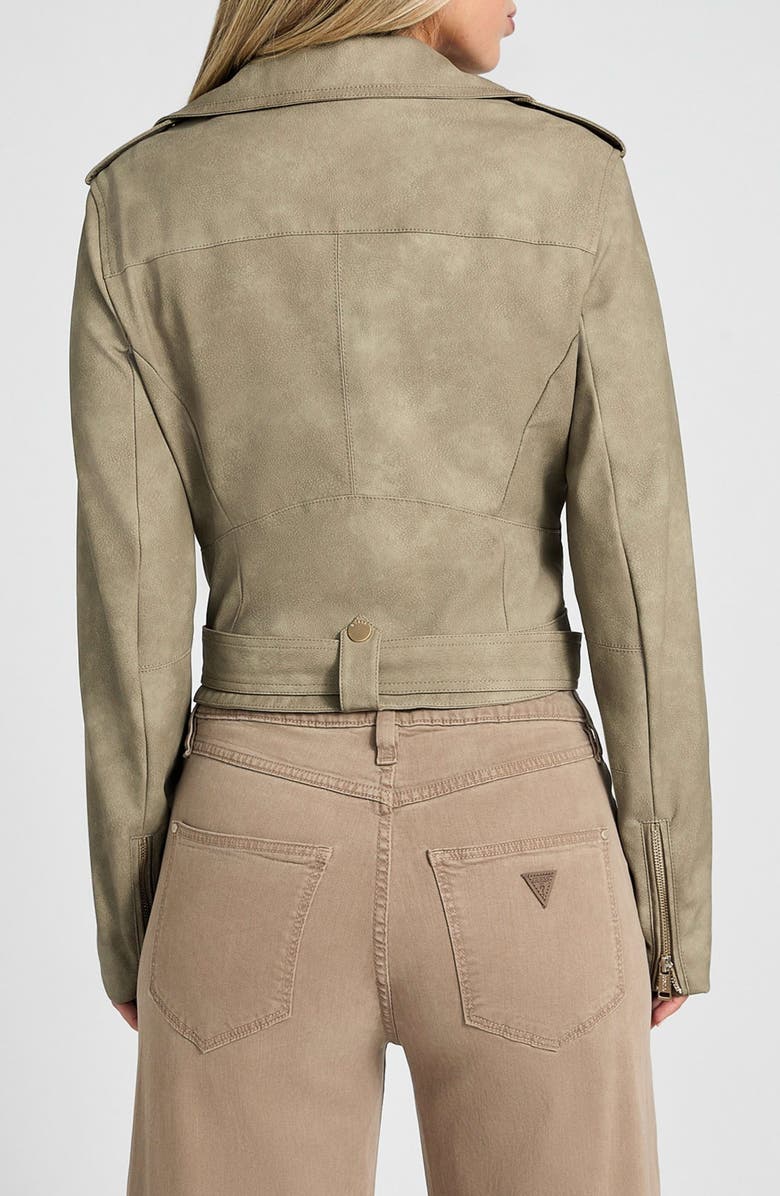 GUESS Concettta Moto Jacket, Alternate, color, Sage Leaf