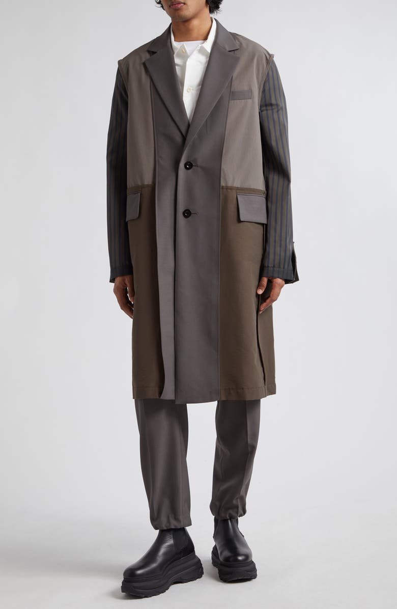 Sacai Colorblock & Stripe Suiting Coat, Alternate, color, 