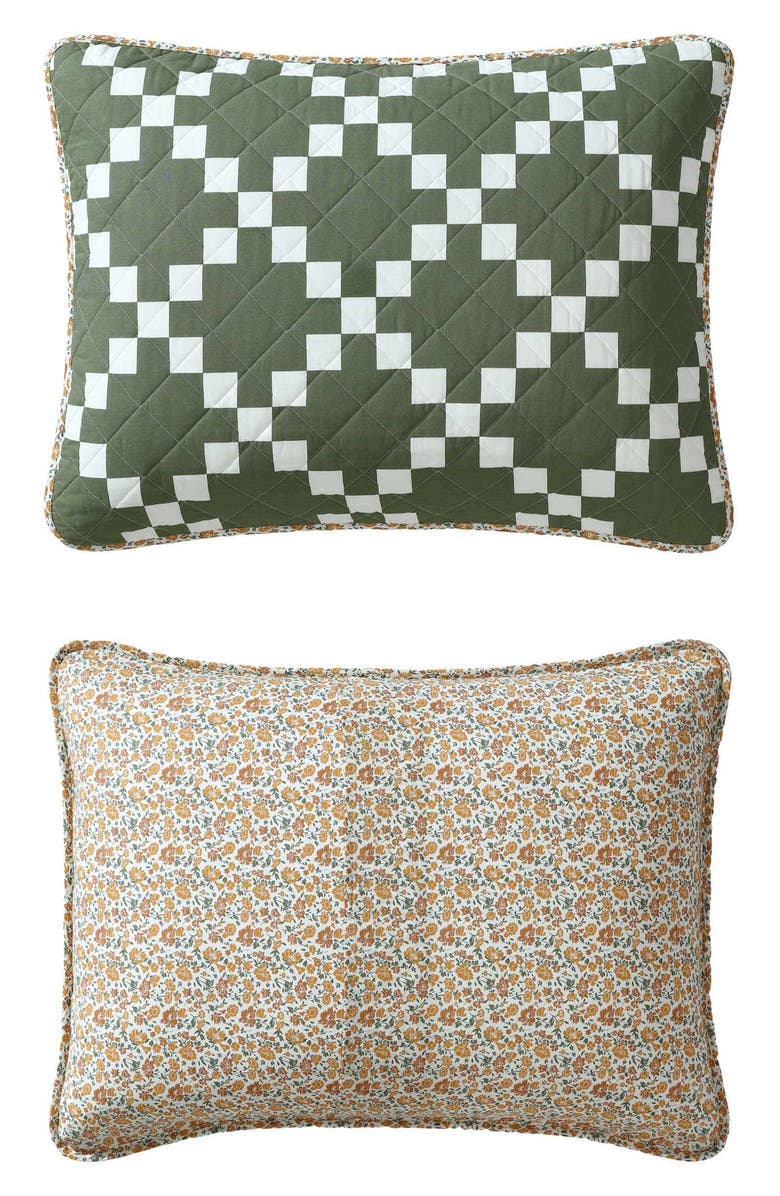 Eddie Bauer Diamond Floral Cotton Twin Quilt & Sham Set, Alternate, color, Green