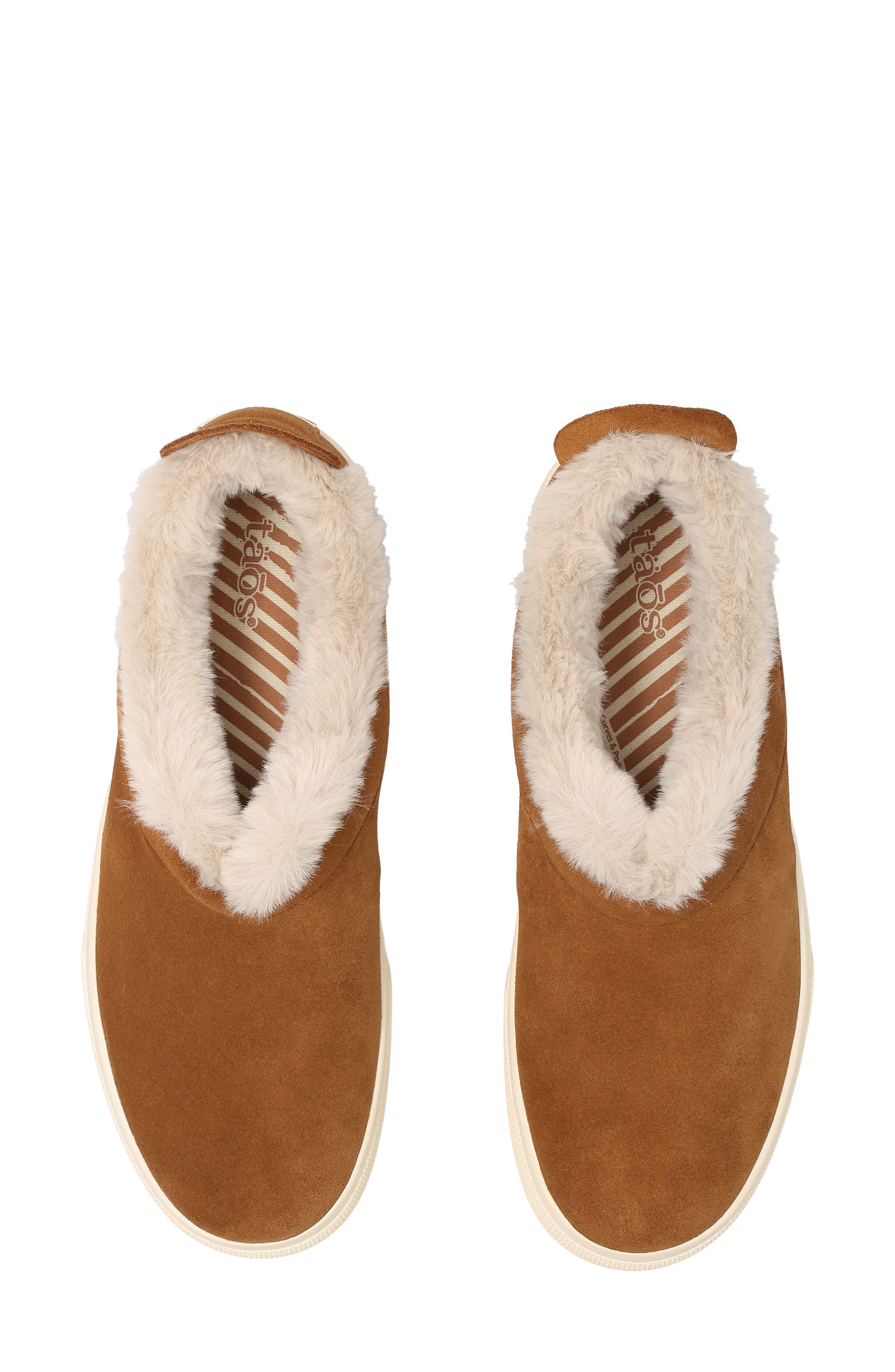 Mini Chic Water Resistant Faux Fur Ankle Bootie, Alternate, color, CHESTNUT SUEDE
