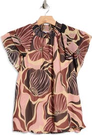 DR2 by Daniel Rainn Mock Neck Ruffle Sleeve Top