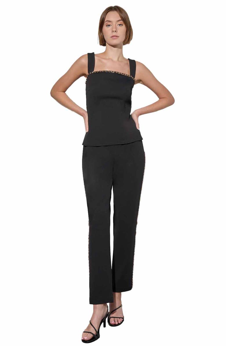 Ming Wang Chain Trim Crepe Top, Alternate, color, 