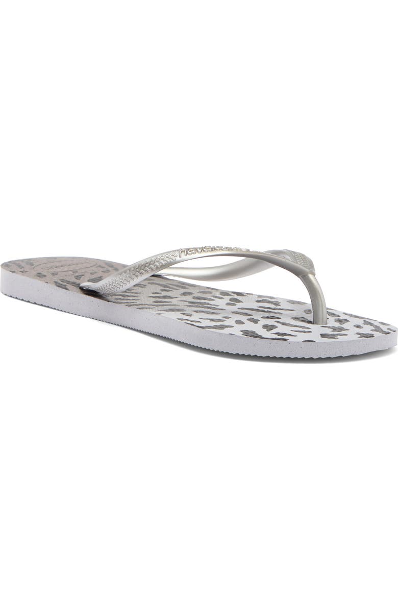 Havaianas Slim Animal Print Flip Flop, Main, color, Grey/ Grey