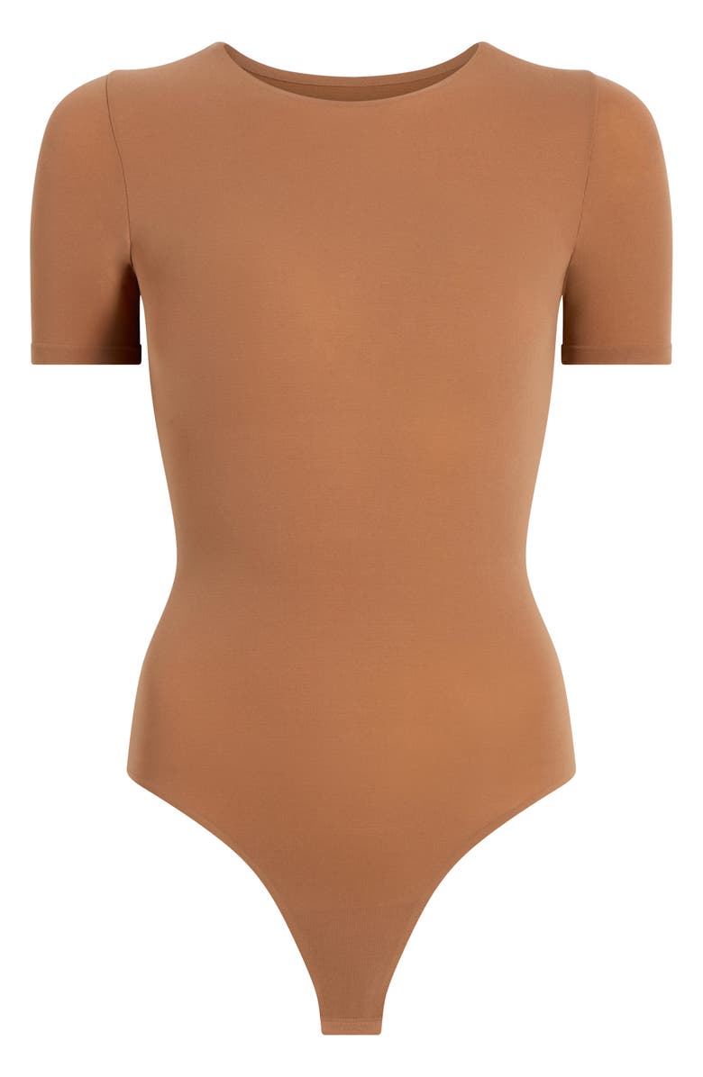 Commando Ballet Short Sleeve Bodysuit, Alternate, color, Cocoa
