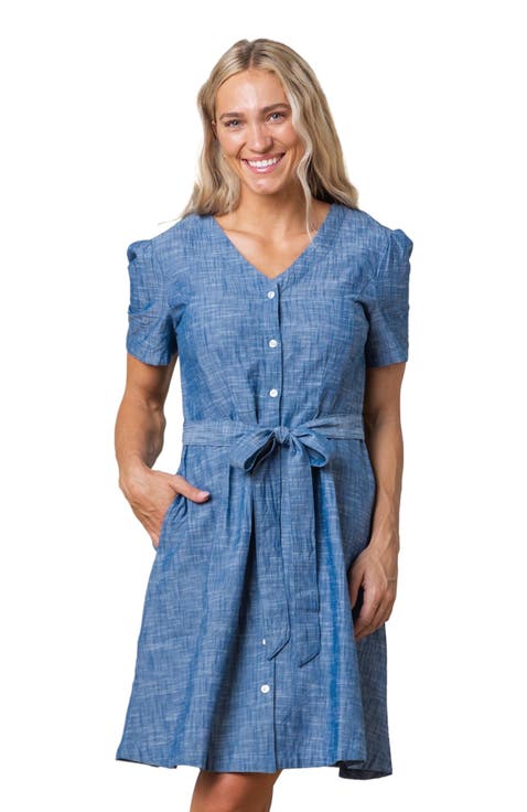 Women's Organic Button Front Chambray Dress