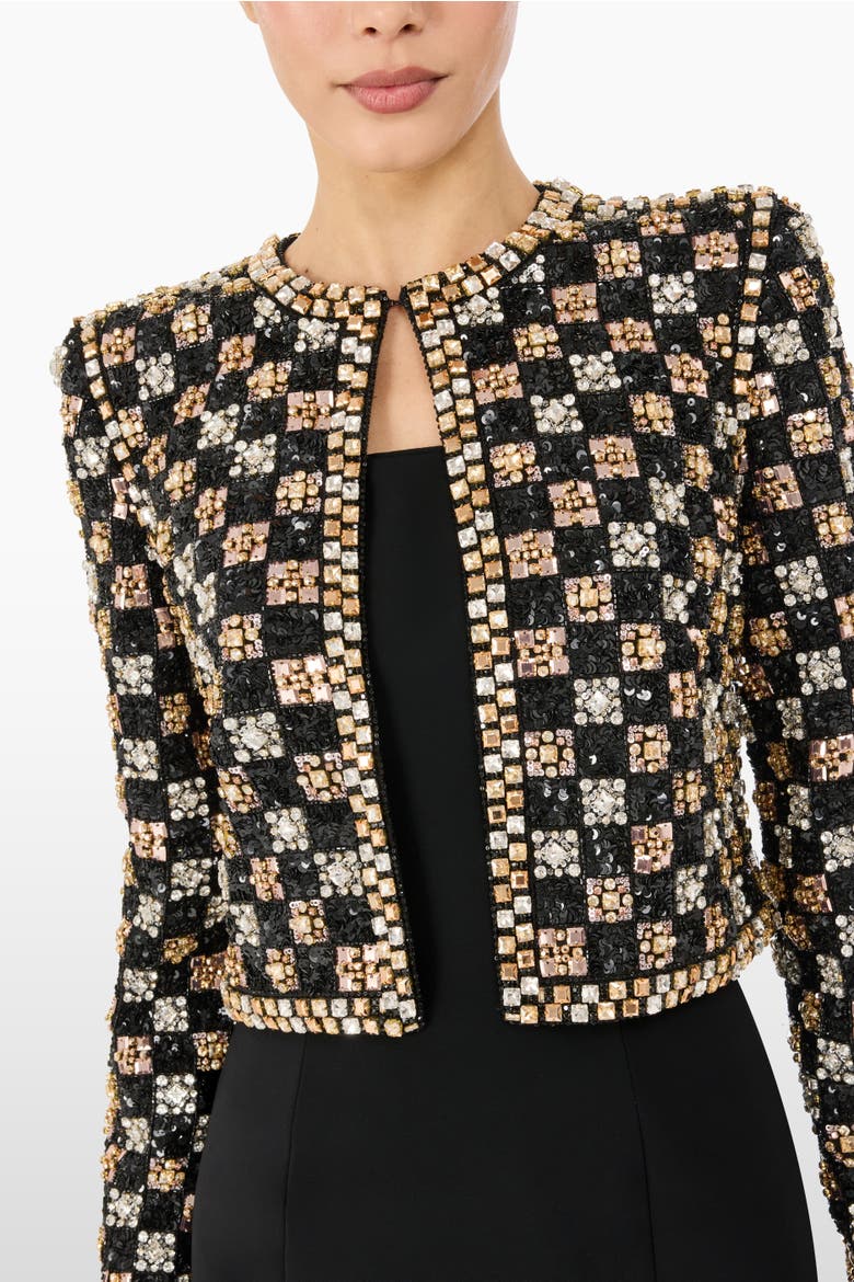 Dahlia Crystal-Embellished Jacket, Alternate, color, Liquorice