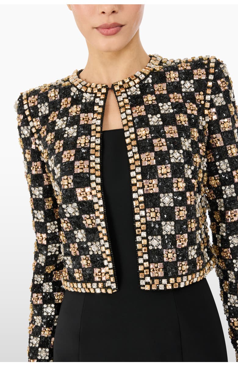 Jenny Packham Dahlia Crystal-Embellished Jacket, Alternate, color, Liquorice