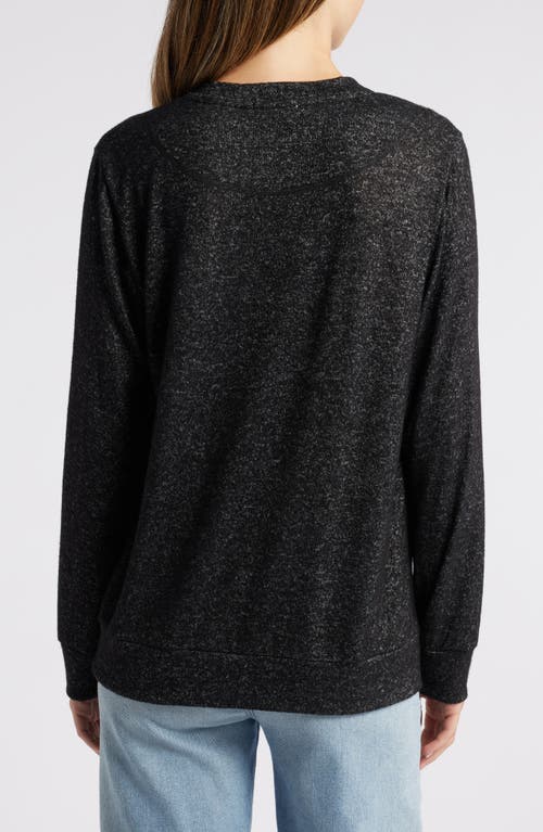 Loveappella Colorblock Long Sleeve Brushed Jersey Top In Black