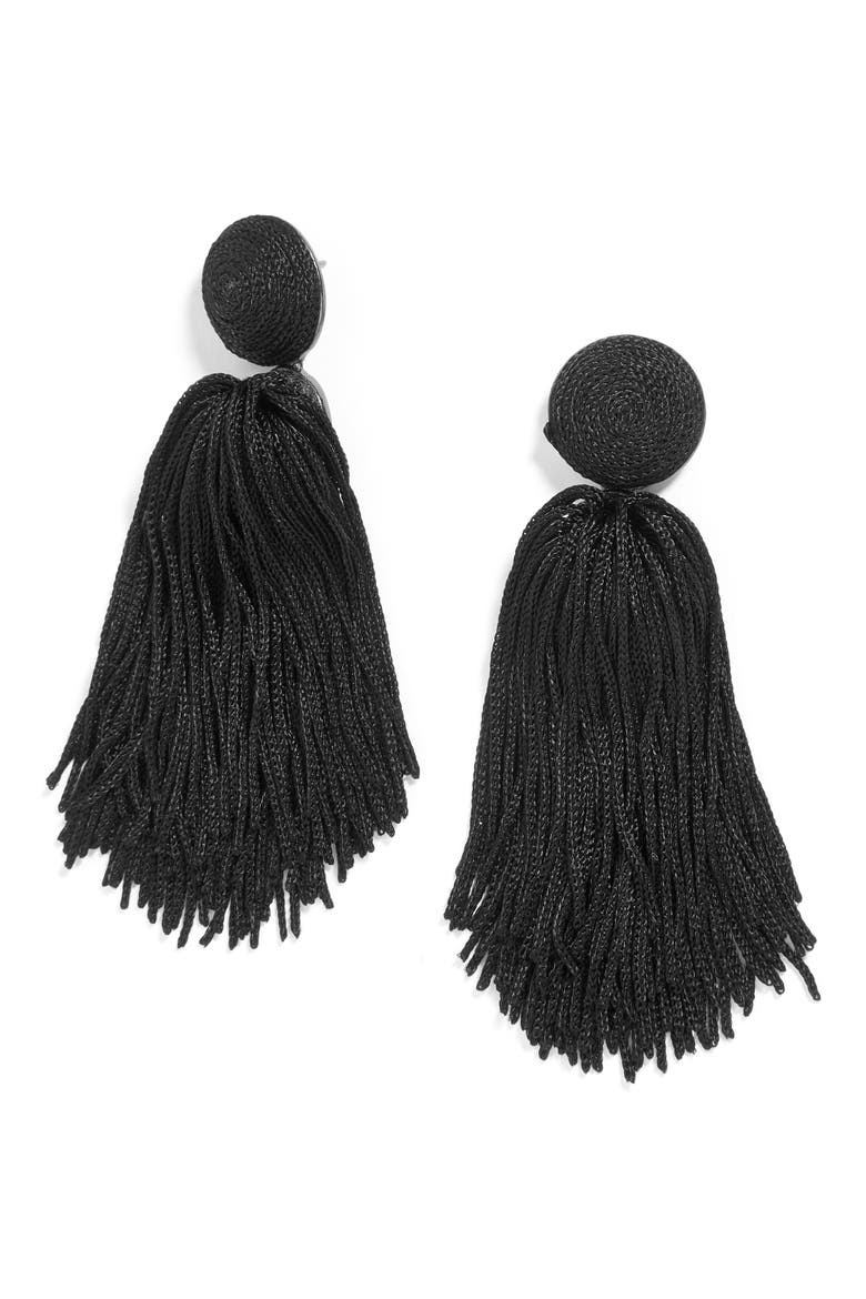 Sonatina Tassel Earrings, Main, color, BLACK