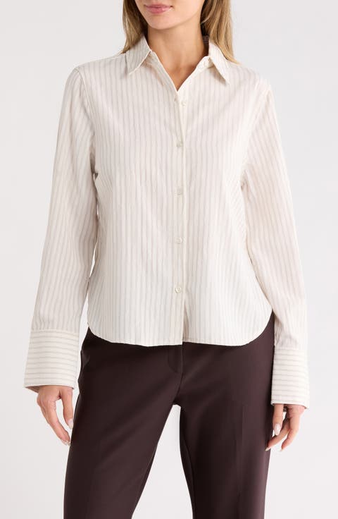 Stripe Long Sleeve Button-Up Shirt