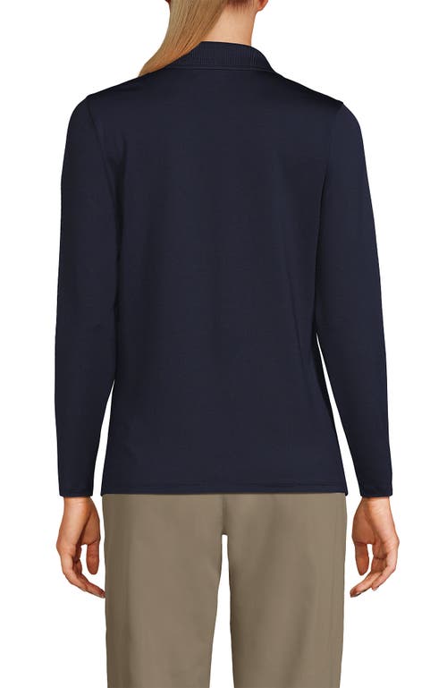 Lands' End School Uniform Long Sleeve Feminine Fit Rapid Dry Polo Shirt In Blue