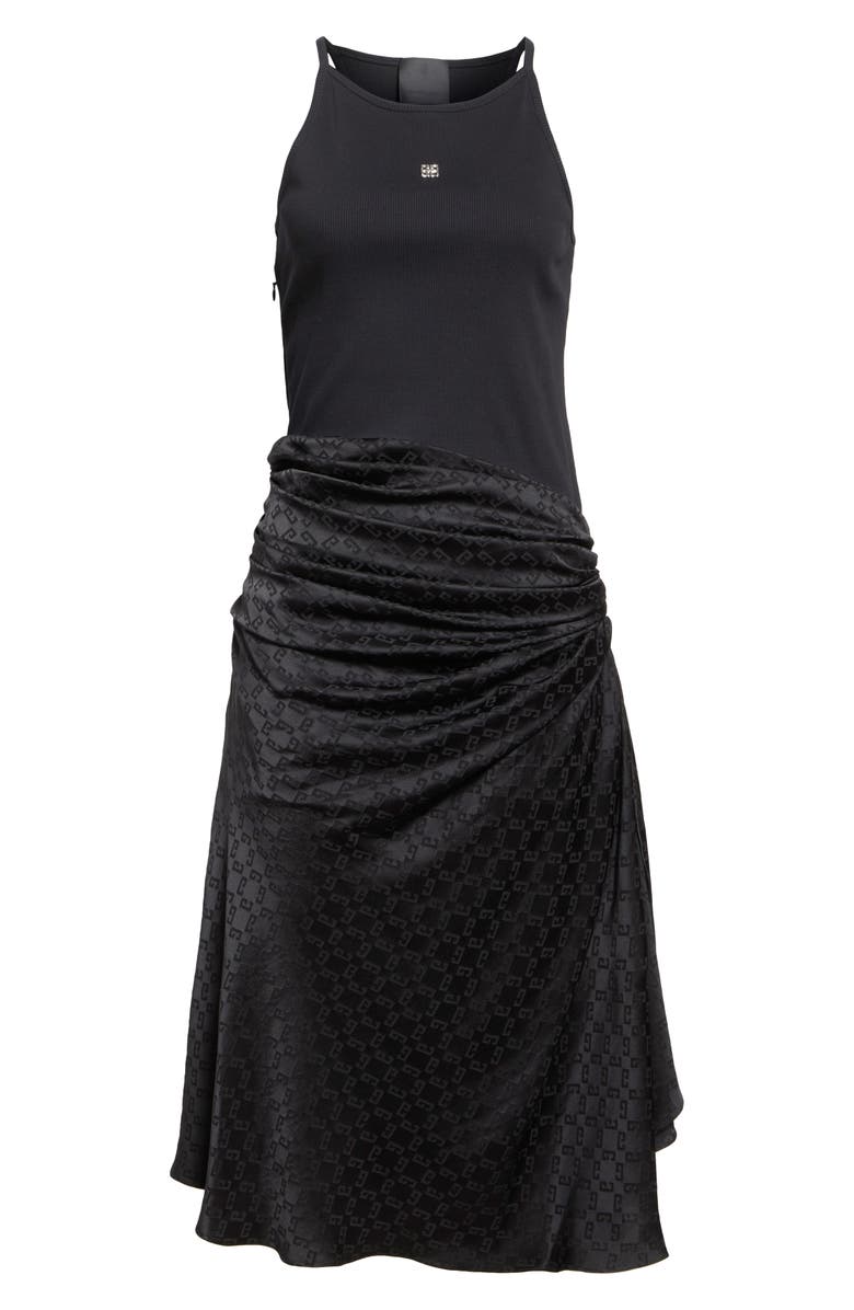 Givenchy Mixed Media Midi Dress, Alternate, color, Black