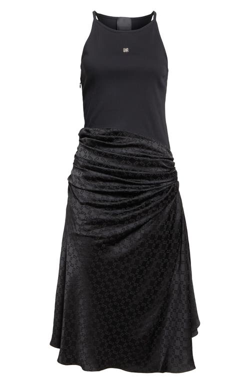 Givenchy Mixed Media Midi Dress In Black