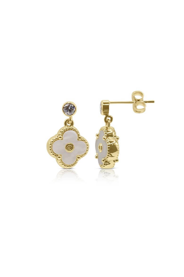 Arden Mother of Pearl Clover Earrings, Main, color, Ivory
