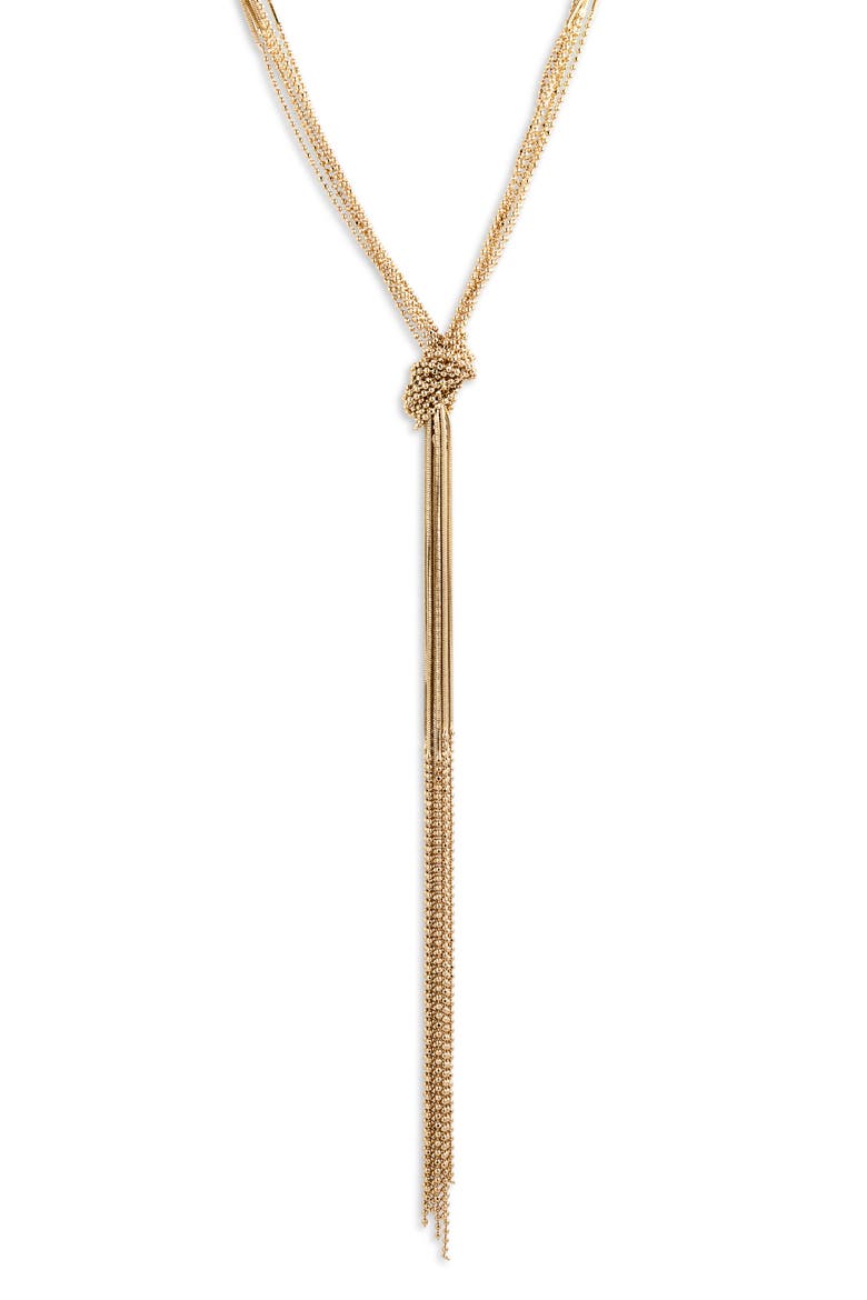 Knotted Multichain Y-Necklace, Main, color, GOLD