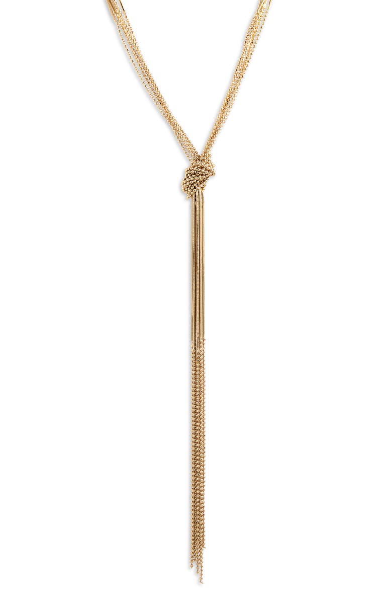 Tasha Knotted Multichain Y-Necklace, Main, color, Gold