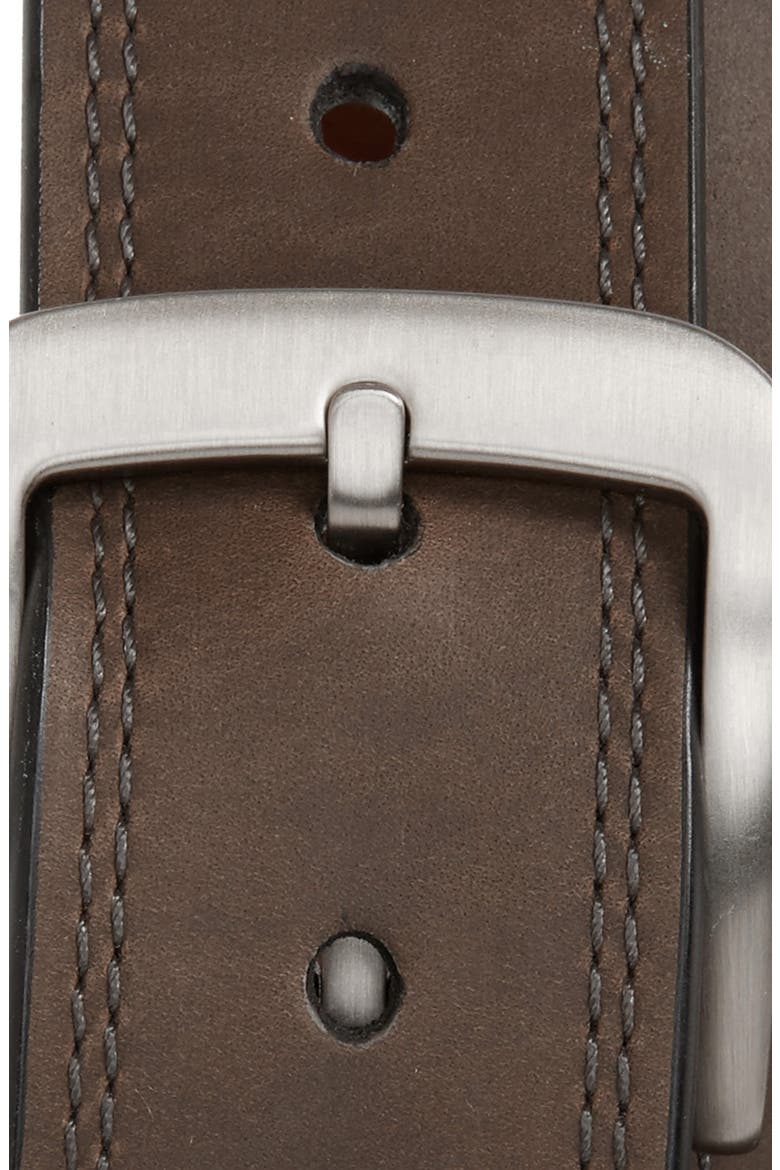 Double Stitch Leather Belt, Alternate, color, CHARCOAL