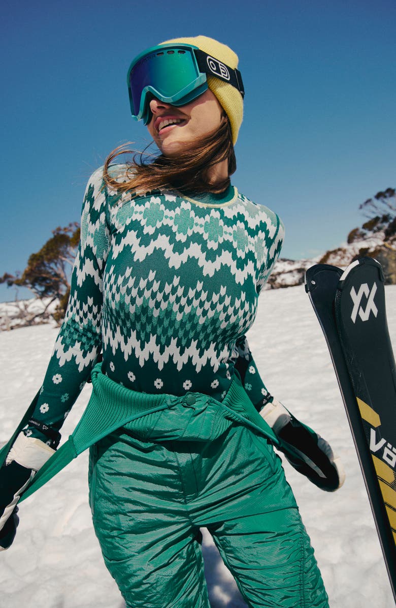 FP Movement by Free People Myoko Jacquard Layer T-Shirt, Alternate, color, Evergreen Isle Knit