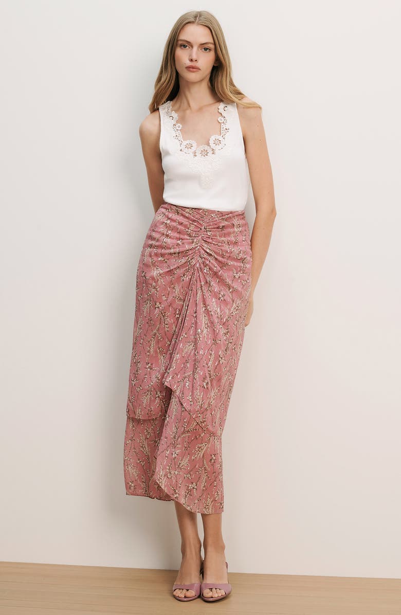 Veronica Beard Sira Metallic Thread Midi Skirt, Alternate, color, Orchid Haze Multi