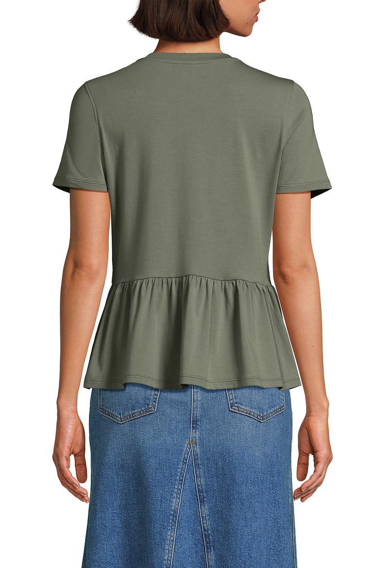 Short Sleeve Lightweight Jersey Crew Neck Peplum Tee, Alternate, color, Sage