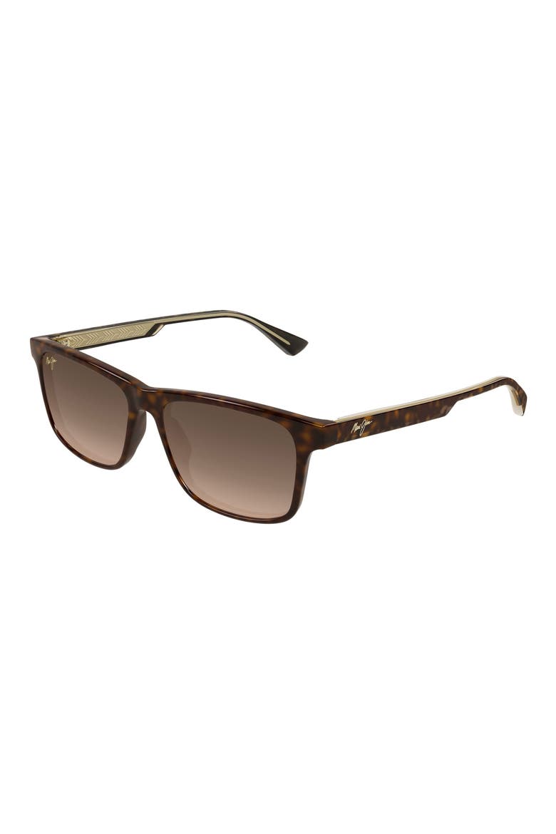 Okina 55mm Polarized Rectangular Sunglasses, Alternate, color, TORTOISE