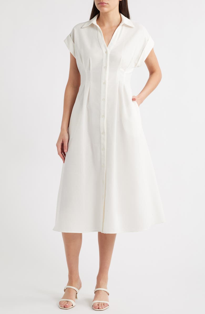 Julia Jordan Short Sleeve Shirtdress, Alternate, color, White