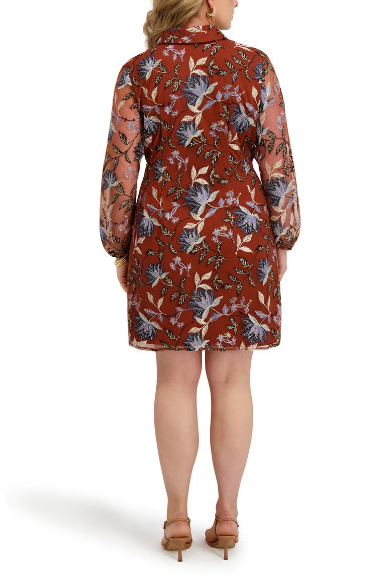 Embroidered Mesh Shirtdress, Alternate, color, COGNAC/ MUL