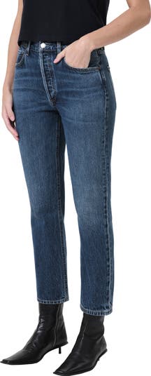 AGOLDE Riley High Waist Crop Straight Leg Jeans | Nordstrom