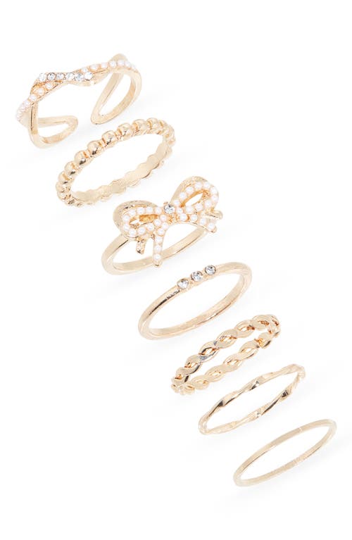 Bp. Sweet Set Of 7 Rings In Gold