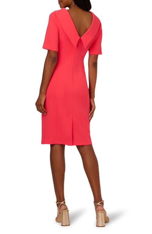 ADRIANNA PAPELL ADRIANNA PAPELL FOLDOVER NECK V-BACK SHEATH DRESS