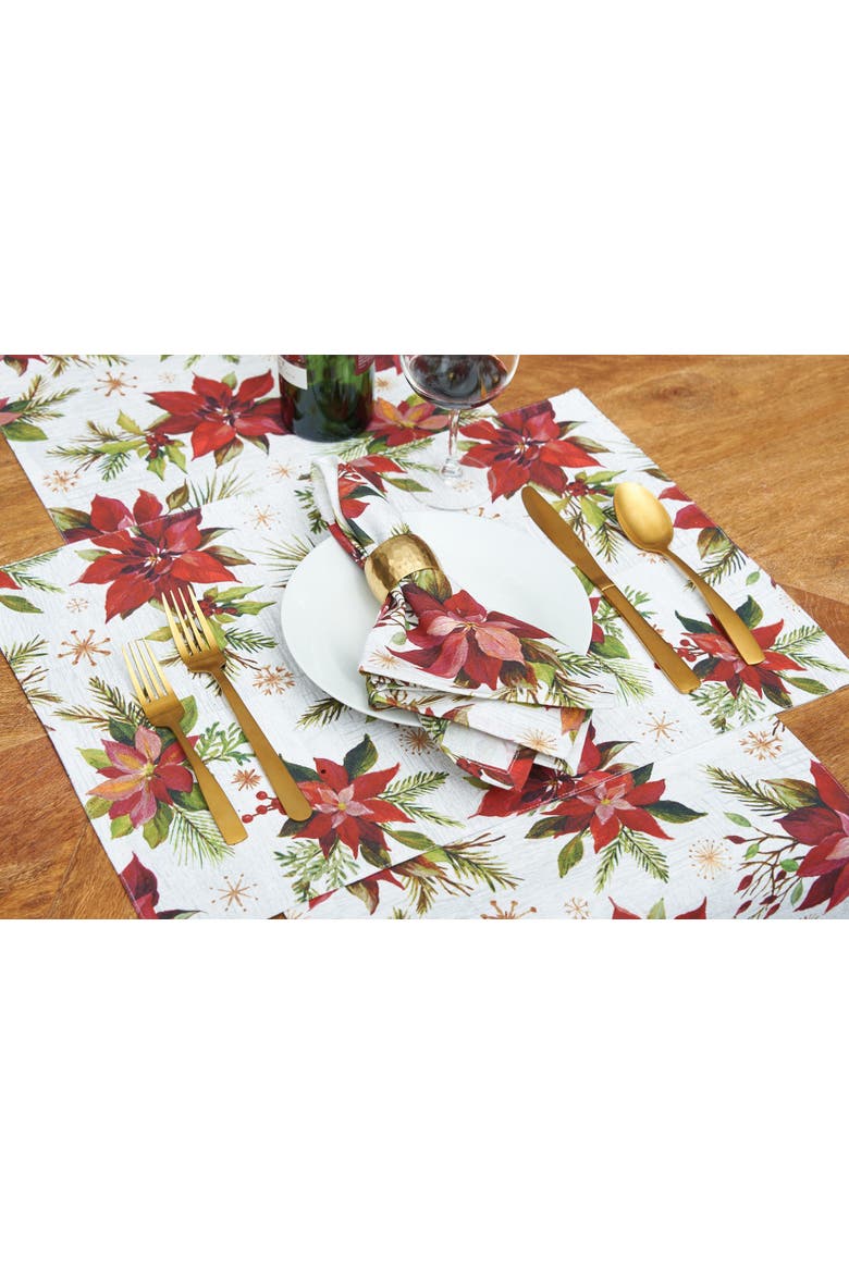 Poinsettia Christmas Single Cloth Napkin, Alternate, color, Yellow