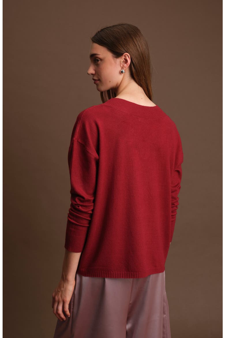 Betula V-Neck Sweater, Alternate, color, MALBEC