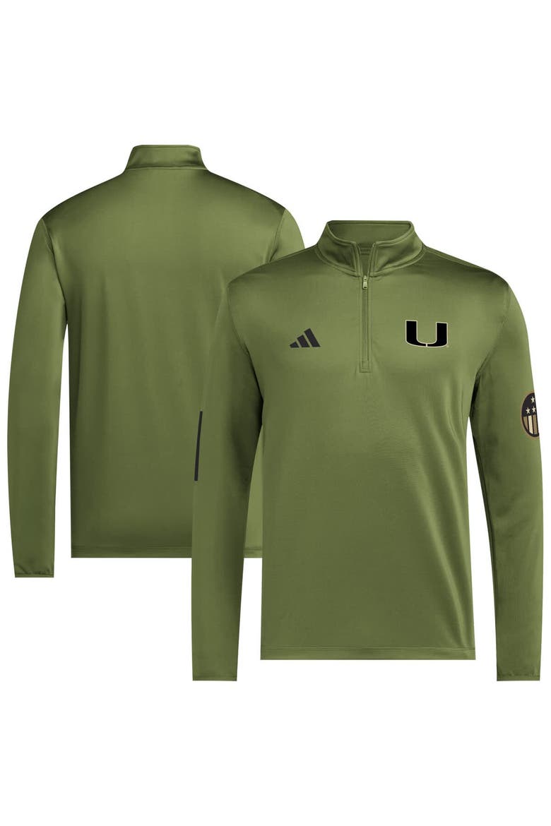 Men's adidas Green Miami Hurricanes Half-Zip Golf Jacket, Main, color, Green