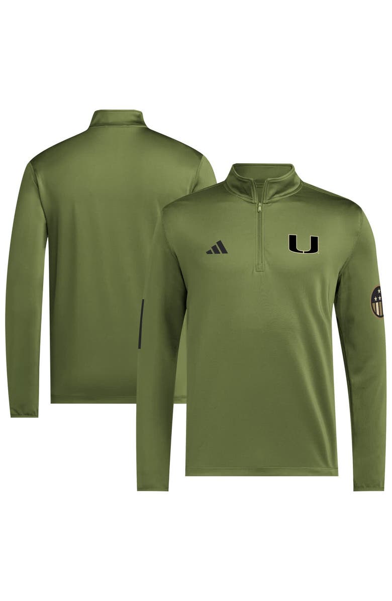 adidas Men's adidas Green Miami Hurricanes Half-Zip Golf Jacket, Main, color, Green