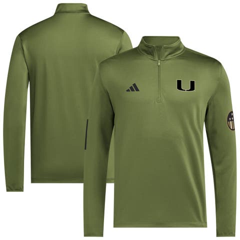 Men's adidas Green Miami Hurricanes Half-Zip Golf Jacket