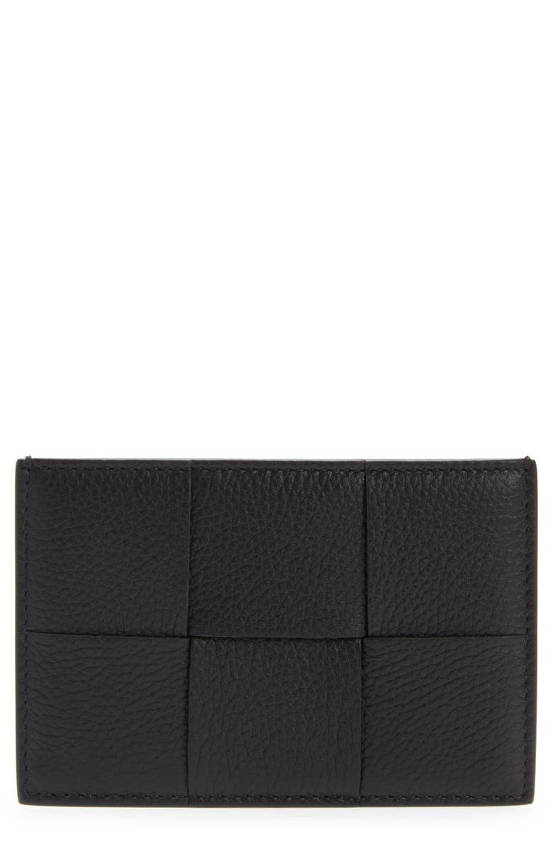 Bottega Veneta Intrecciato Leather Card Holder, Main, color,