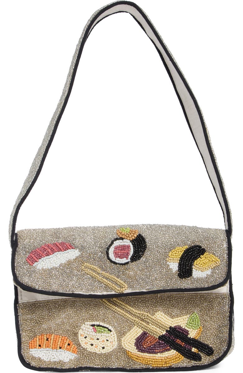 Collection XIIX Beaded Sushi Baguette Shoulder Bag, Main, color, Silver Multi