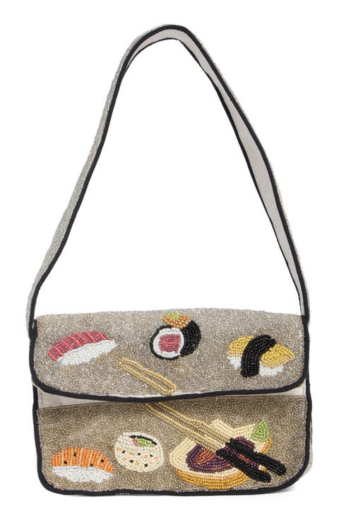 Beaded Sushi Baguette Shoulder Bag