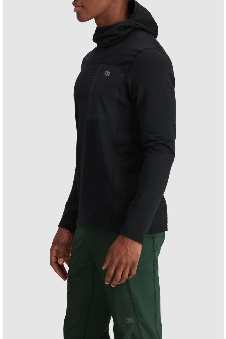 Vigor Grid Fleece Hoodie, Alternate, color, BLACK