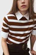 MANGO Stripe Short Sleeve Sweater
