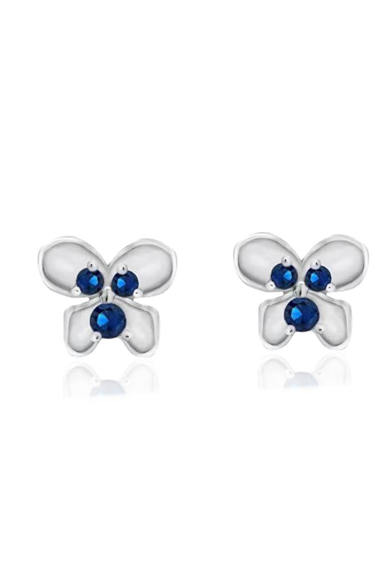 Sterling Silver Blue Flower Stud Earrings, Alternate, color, Blue