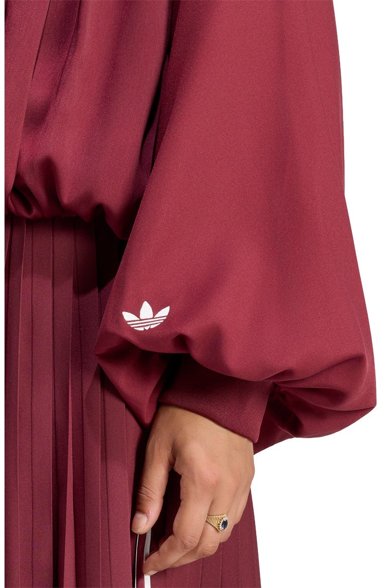Satin Pleated Track Top, Alternate, color, SHADOW RED