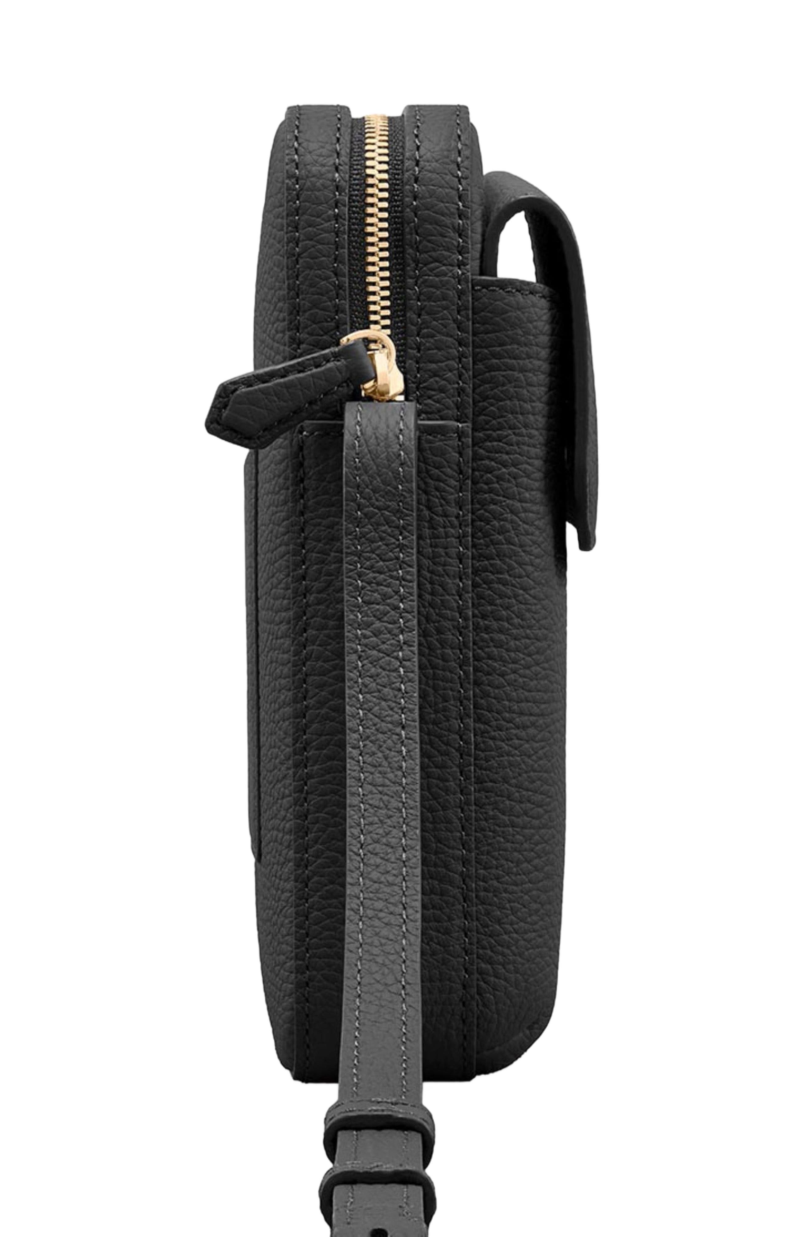 MAISON de SABRÉ Leather Zip Phone Pouch, Alternate, color, Black Caviar
