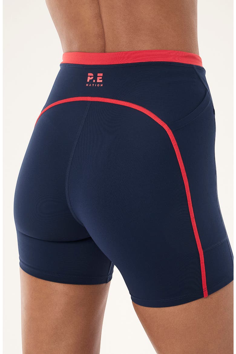 Rapid 5 Inch Performance Bike Shorts, Alternate, color, DARK NAVY/ COLLEGE RED